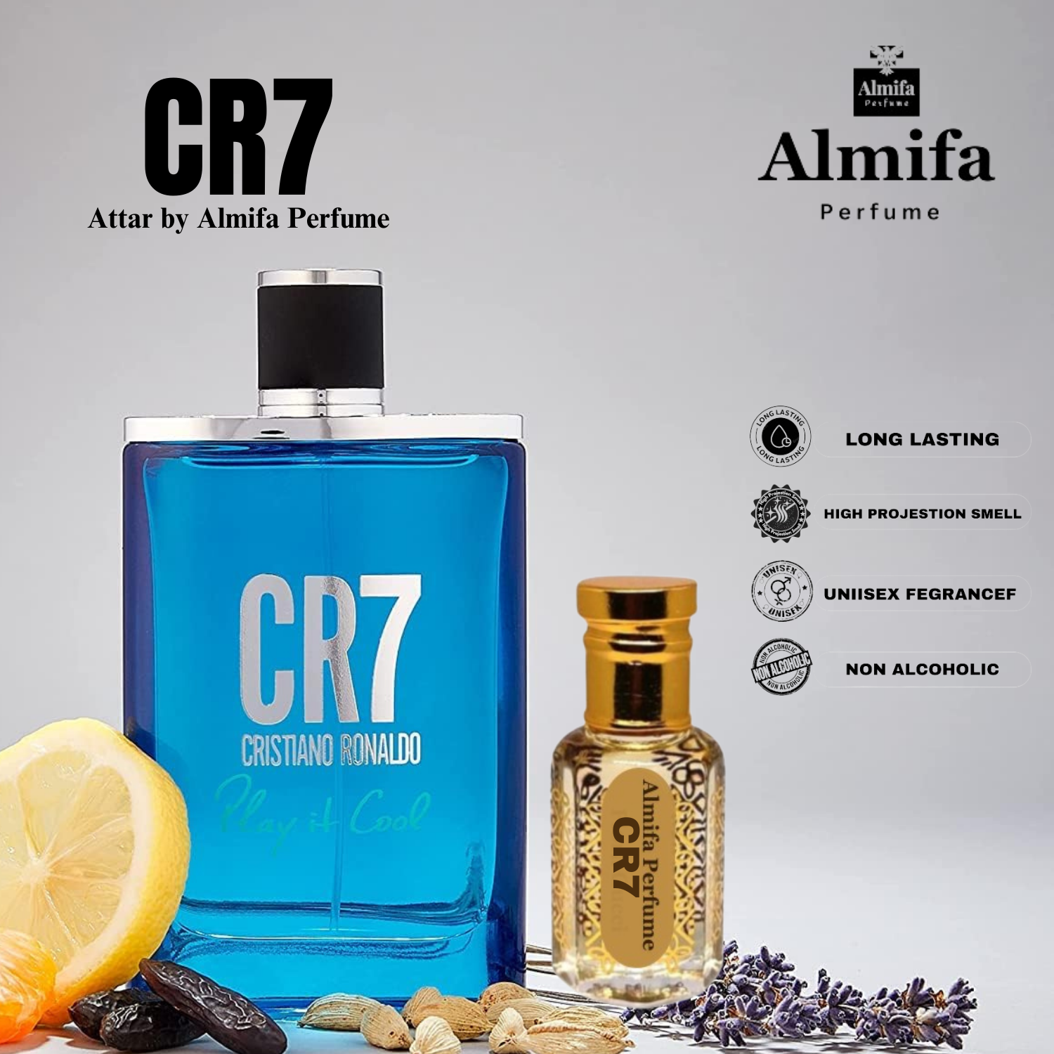Almifa CR7 Attar | Inspired by Original CR7 Perfume | Long Lasting Non-Alcoholic Attar for Men | Premium Roll-On Fragrance | 6ml